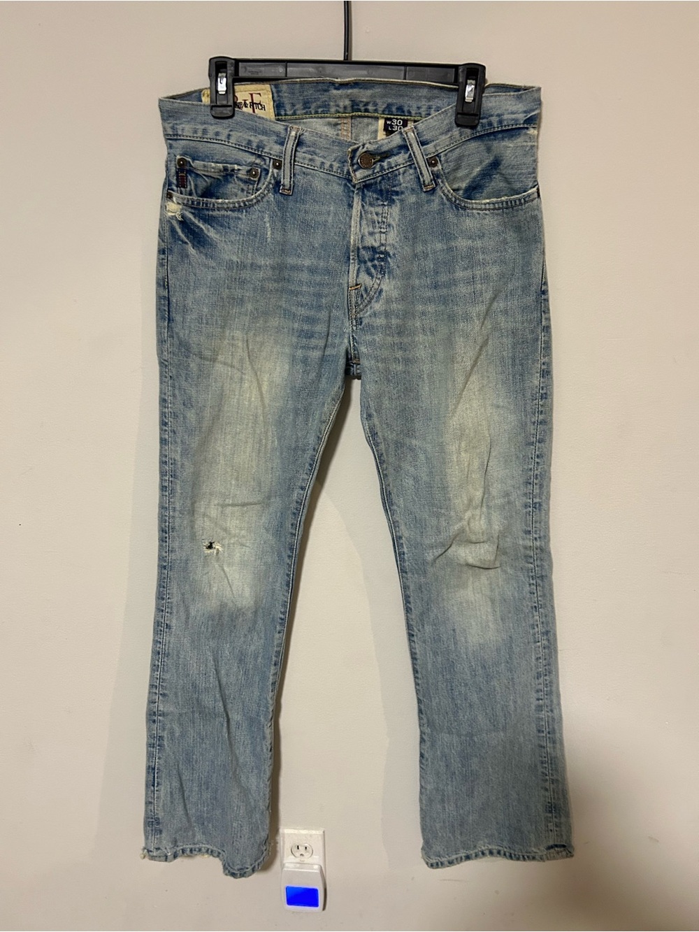 Vintage Abercrombie & Fitch Men's Jeans 30x30 Light Wash Button Fly Y2K 0332